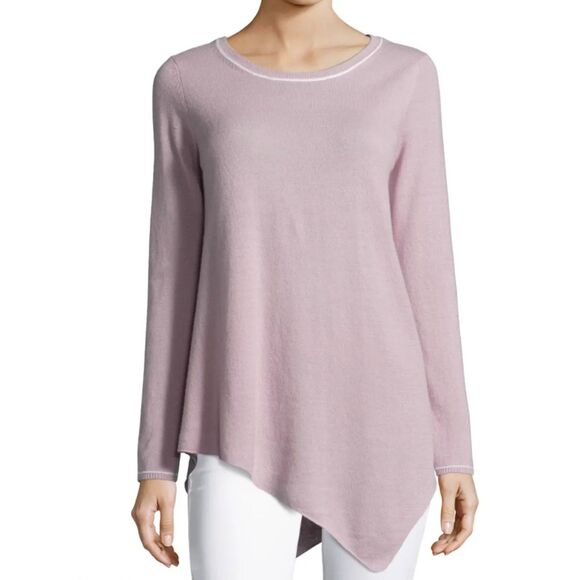 JOIE Tambrel Pink Cashmere Asymmetric Long Sleeve Sweater Tunic Womens Medium - Picture 1 of 8